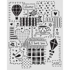 Stencil Tegne / Male Skabelon Patchwork - 20 x 25 cm