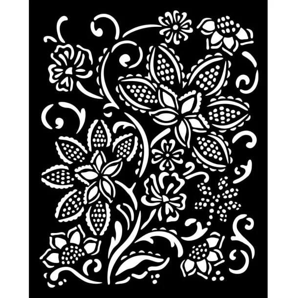 Stencil Tegne / Male Skabelon Bastik Blomster- 20 x 25 cm