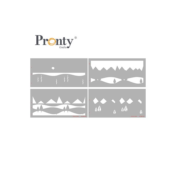 Stencil Tegne / Male Skabelon - Landscape / Landskab - 4 stk  