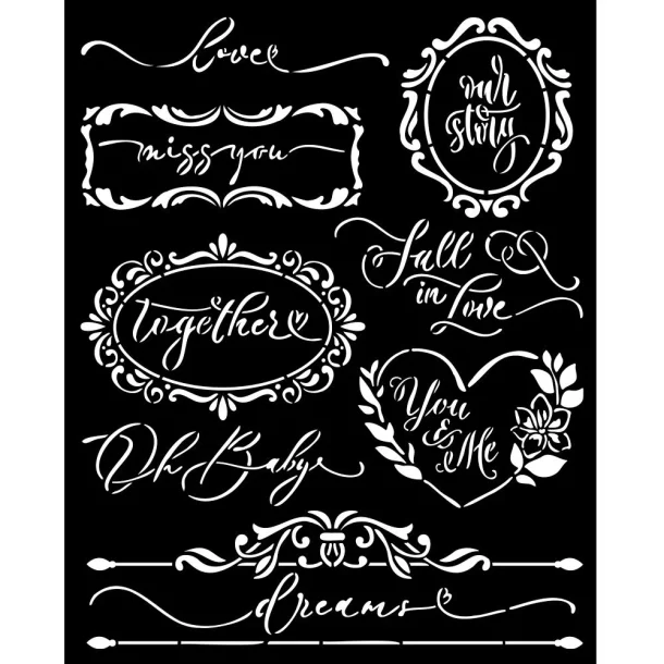 Stencil Tegne / Male Skabelon Love Plates - 20 x 25 cm