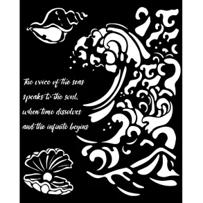 Stencil Tegne / Male Skabelon B�lger & Muslinger - 20 x 25 cm