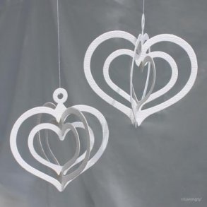 Papirklip Tredobbelt Hjerte i Lkke Hvid