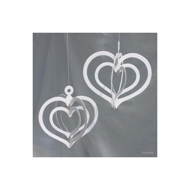 Papirklip Tredobbelt Hjerte i Lkke Hvid