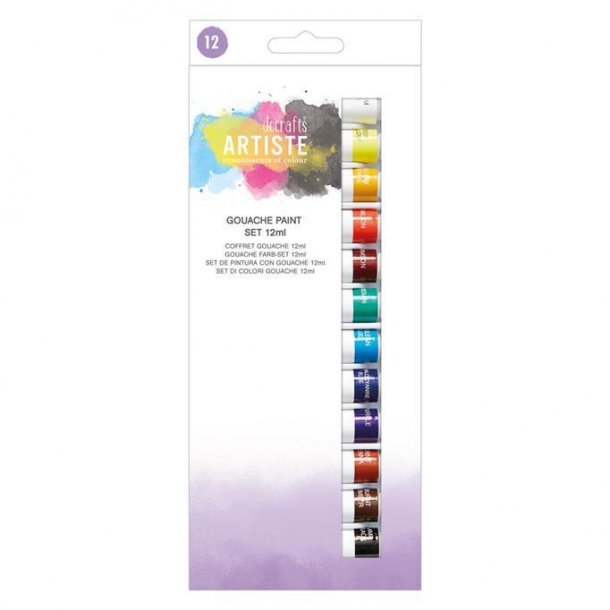 Docraft Artiste Gouache Paint Set 12ml 12pk DOA551008
