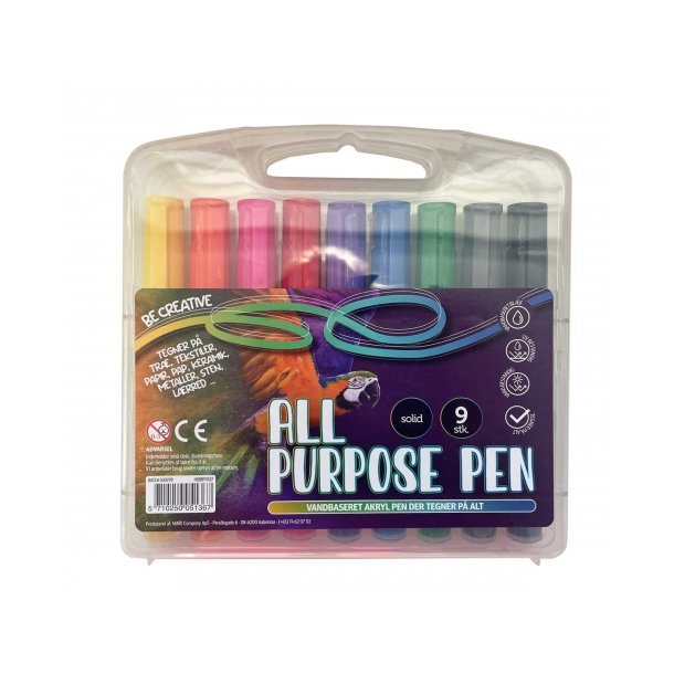Akryl Tusch All Purpose Marker Primr Farver 9 stk / 2mm