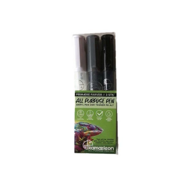 Akryl Tusch All Purpose Marker Hvid / Sort / Gr 3 stk / 2mm