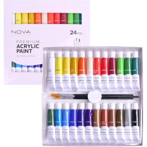 Nova Akrylmaling St 24 x 12 ml Inkl. 3 Pensler