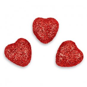 Flamingo/Styropor Rde Glitter Hjerter