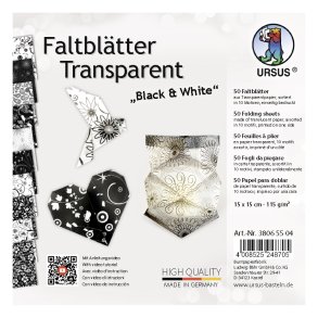 Origami - Foldepapir URSUS Transparent Black & White 15x15 cm/50 ark/115g