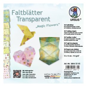 Origami - Foldepapir URSUS Transparent Magic Flowers 15x15 cm/50 ark/115g
