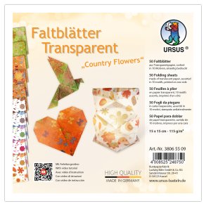 Origami - Foldepapir URSUS Transparent Country Flowers 15x15 cm/50 ark/115g