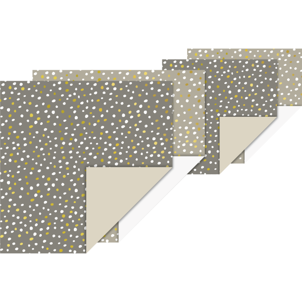 Origami - Foldepapir Dots Brun 10 x 20 x 20 &amp; 10 x 15 x 15 cm / 80g / 20 Ark