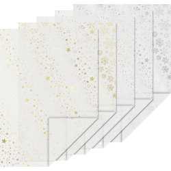 Transparent Guld / Slv Folie Print Stjerne &amp; Snefnug A4 / 115g / 10 Ark