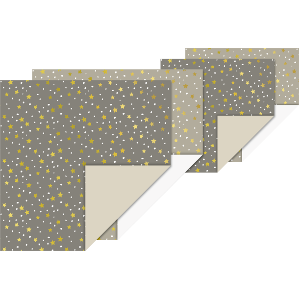 Origami - Foldepapir Stars Brun 10 x 20 x 20 &amp; 10 x 15 x 15 cm / 80g / 20 Ark