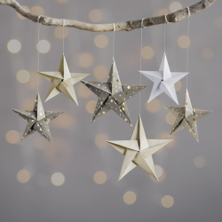 Origami - Foldepapir Stars Brun 10 x 20 x 20 &amp; 10 x 15 x 15 cm / 80g / 20 Ark