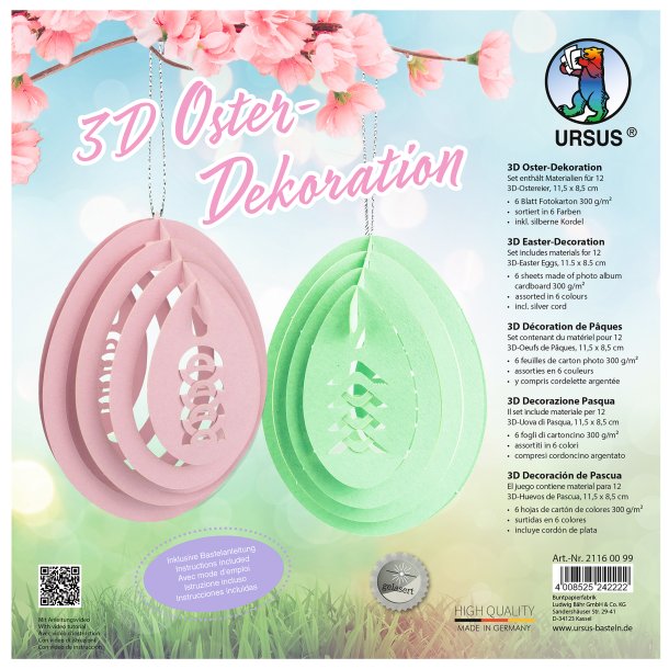 Lav Selv 3D P�ske�g 11.5 X 8.5 cm / 12 stk