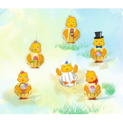 Lav Selv P�ske Papirkugle Kyllinger 10 x 6 cm / 12 stk