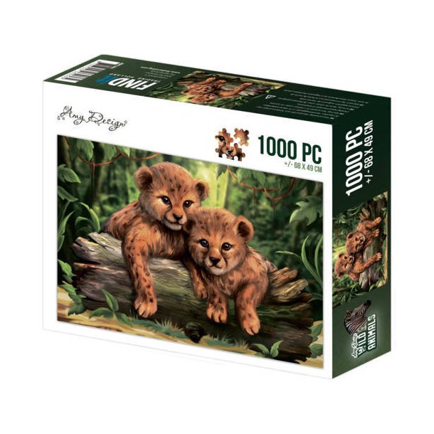 Jigsaw Puzzle Puslespil Wild Animals Cubs Diverse Papirgalleriet