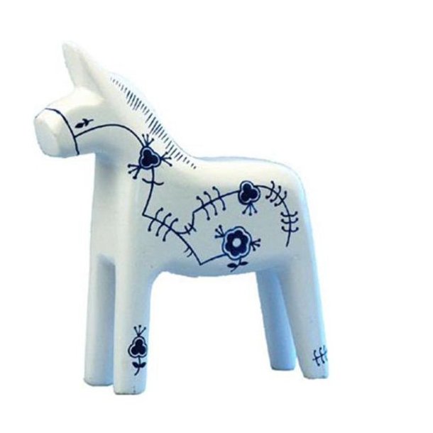 Figur Hest Bl Blomster 7.5 cm