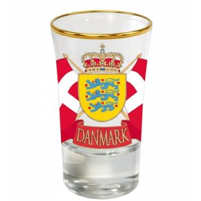 Shotglas Danmark V�benskjold Dannebrog Flag