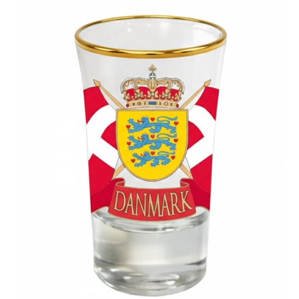 Shotglas Danmark V�benskjold Dannebrog Flag