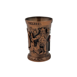 Shotglas Metal Antik Bronze Viking &amp; Dannebrog Flag 3D