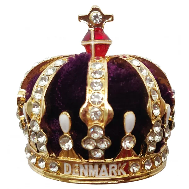Magnet Royal Krone Med Fljlstof  Rhinsten Dannebrog Flag