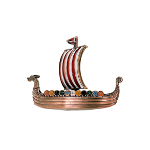 Magnet Vikingeskib Med Dannebrog Flag 3D Metal 
