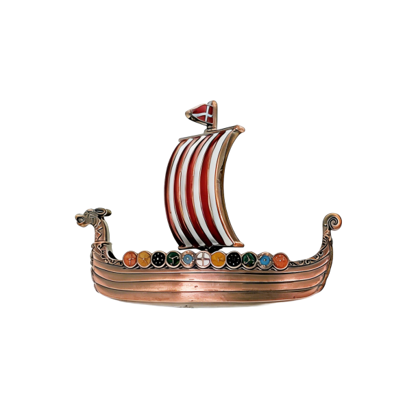 Magnet Vikingeskib Med Dannebrog Flag 3D Metal 