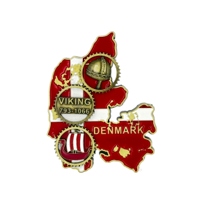 Magnet Danmark Landkort Med Roterende Viking Tandhjul