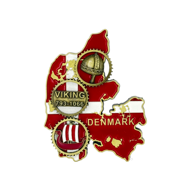 Magnet Danmark Landkort Med Roterende Viking Tandhjul