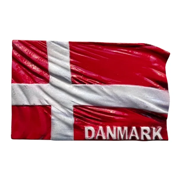 Magnet 2D Vejende Dannebrog Flag