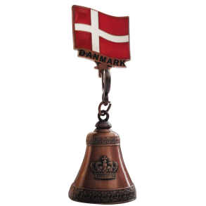 Magnet Klokke Med Krone & Dannebrog Flag