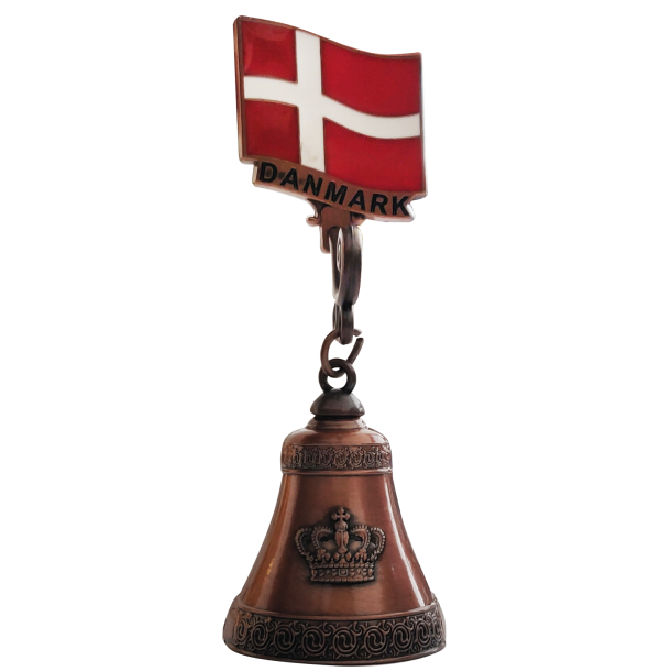 Magnet Klokke Med Krone &amp; Dannebrog Flag