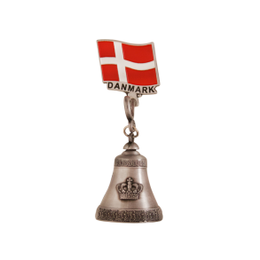 Magnet Klokke Med Krone & Dannebrog Flag