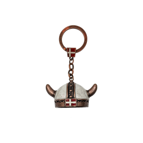 N�glering Vikingehjelm Med Dannebrog Flag 3D Metal 