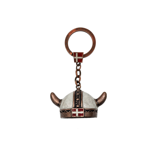 N�glering Vikingehjelm Med Dannebrog Flag 3D Metal 