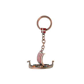 N�glering Vikingeskib Med Dannebrog Flag 3D Metal 