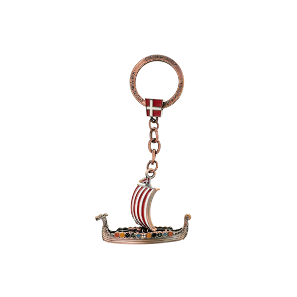 N�glering Vikingeskib Med Dannebrog Flag 3D Metal 