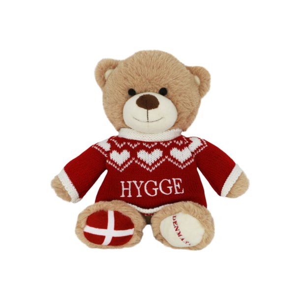 Bamse Med Strikketrje Og Broderet Hygge Rd