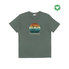 T-Shirt Cykel Denmark - 100% Organisk Kmmet Bomuld S-XXL
