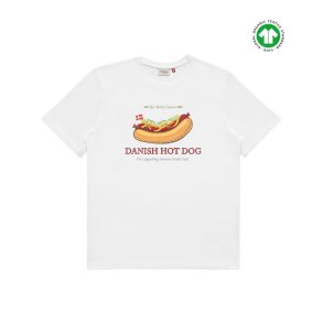 T-Shirt Danish Hot Dog - 100% Organisk Kmmet Bomuld S-XXL