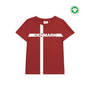 T-Shirt Brn Denmark Dannebrog Flag  - 100% organisk Kmmet Bomuld 