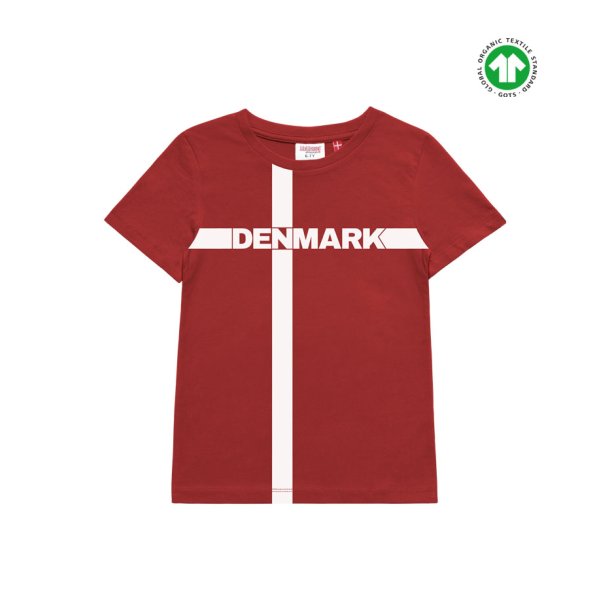 T-Shirt Dannebrog Flag Denmark - 100% Organisk Kmmet Bomuld S-XXL