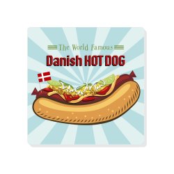 Bordskner / Coaster Danish Hot Dog - Keramisk Med Kork Bund