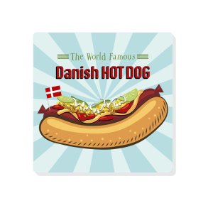Bordskner / Coaster Danish Hot Dog - Keramisk Med Kork Bund