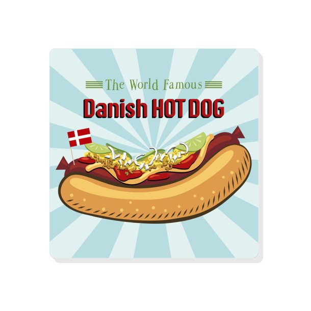 Bordskner / Coaster Danish Hot Dog - Keramisk Med Kork Bund