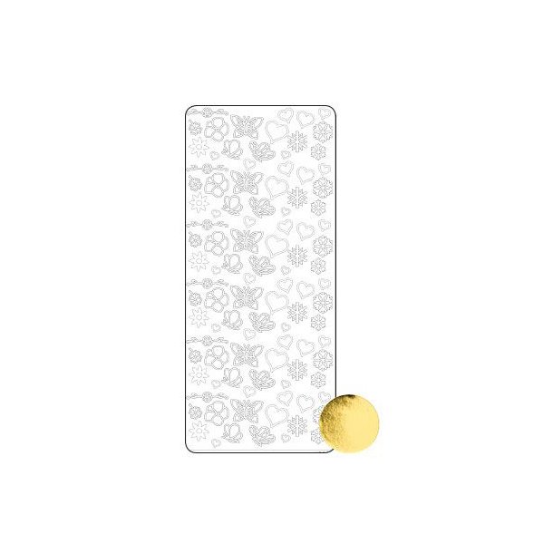 Stickers Peel Off Blomster Sommerfugle Hjerte Guld