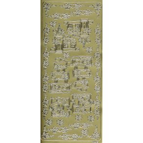 Stickers Peel Off Bryllup Lagkage & Kirke Guld 