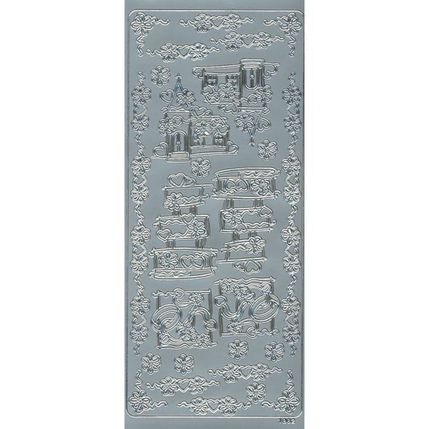 Stickers Peel Off Bryllup Lagkage &amp; Kirke Slv 